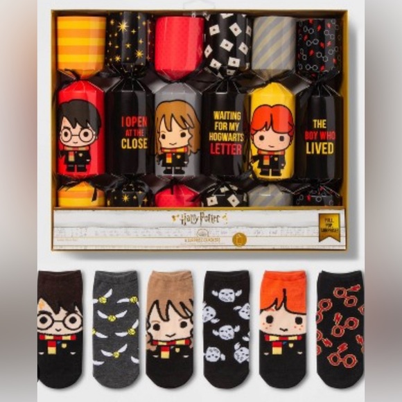 6 Harry Potter Surprise Popping Christmas Party Crackers Women’s Socks 4-10 NEW - Picture 3 of 3